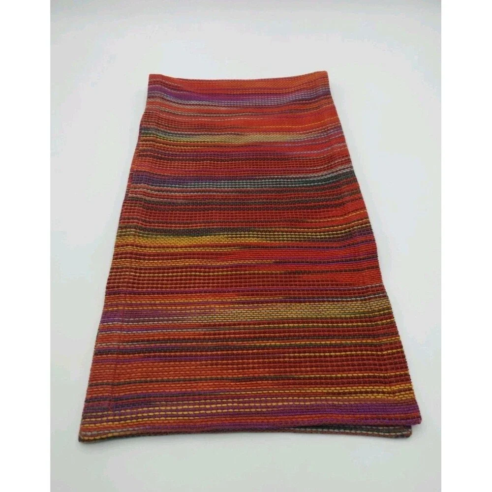 Crate & Barrel Unique Indian Woven Table Runner Del Rey Cinnamon 14×90in (Read)